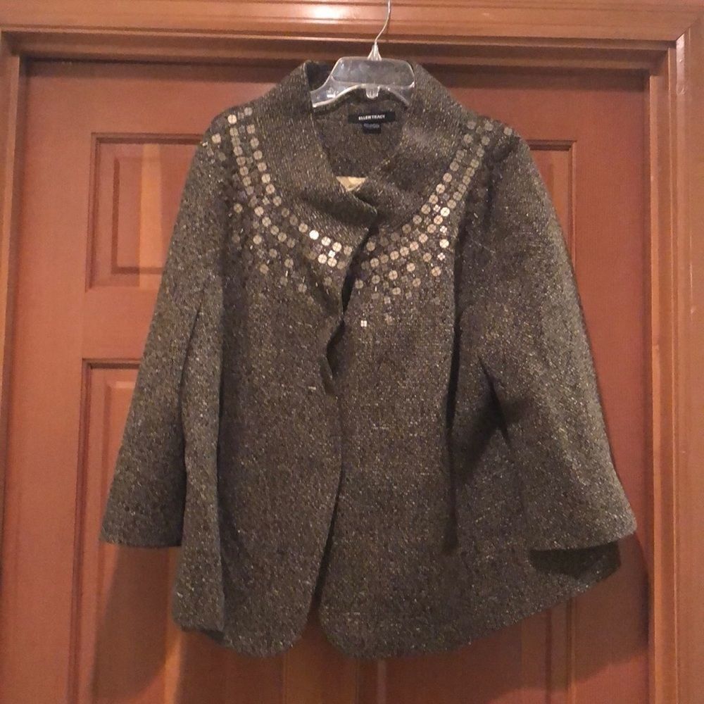 ELLEN Tracy wool and beaded coat